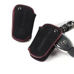 AMG メルセデスベンツ Mercedes Benz アルカンターラ レザー キーカバー キーケース 本革 ブラック レッドステッチ 黒赤の画像