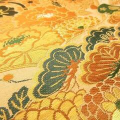 ss4792　名古屋帯　ゴールド系　絵巻　華やか　多色使い　全通柄　和装　着物　両面　帯　金糸　訪問着　婦人用　女性用の画像