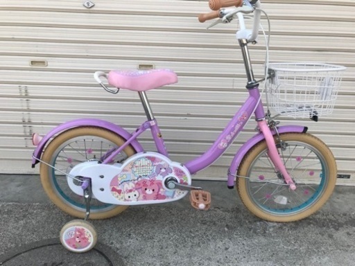 16インチ　ぼんぼんりぼん　子供用自転車補助輪付き