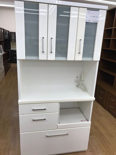 ★ジモティ割あり★ ニトリ 食器棚 ホワイト H180×W90×D42 クリーニング済み KJ1634