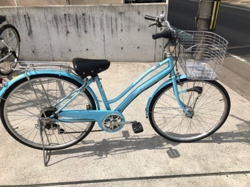26インチ 6段変速 ブルー 自転車 シティサイクル 通勤 通学 中古