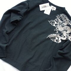 【未使用タグ付】 絡繰魂 長袖Tシャツ 銀龍 刺繍 Mサイズ ダ...