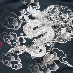 【未使用タグ付】 絡繰魂 長袖Tシャツ 銀龍 刺繍 Mサイズ ダークネイビーの画像