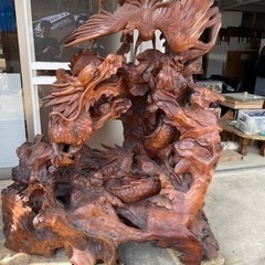 龍　鳳凰　衝立　彫刻　木製　
