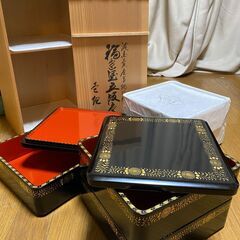 未使用 清雅堂 輪島塗 お重 重箱 3重 5重 漆器