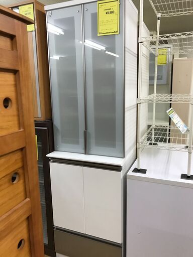 FU372】☆2枚扉 食器棚（ホワイト）