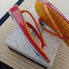 草履　黄八丈　未使用　23cm　お誂えの画像