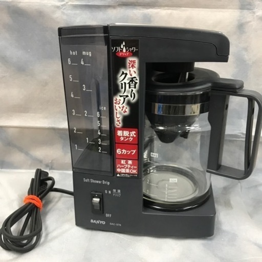 O2303-674 SANYO ドリップ式コーヒーメーカー SAC-ST6型 0.81L 2002年製 通電のみ確認済