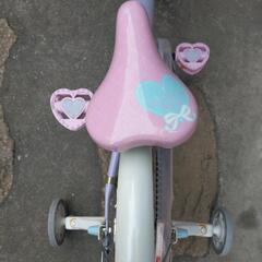 女の子　プリンセス自転車　18インチ　ピンク　補助輪　子ども用ヘルメット　児童用の画像
