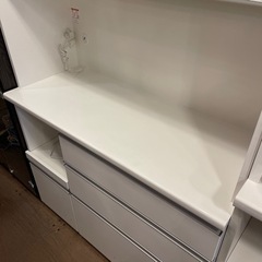 【売約済み】松田家具　ビガー　レンジ　食器棚　レンジボード　キッチン収納　スムースクローズ　モイス　ゆっくり閉まる　フルレール　引き出し　大容量　収納　キッチンボード　カップボード　検　綾野製作所　ニトリ　NITORI  上下セパレート　ソフトクローズ　大川家具の画像