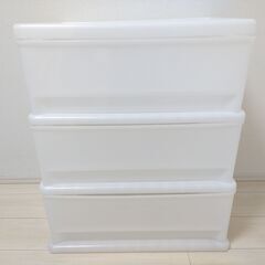 ① [ 調布市 ][ 美品 ] 衣装ケース 3段 白 ホワイト ☆ 引き出し タンス プラスチック[近隣地域限定 配送 ]の画像