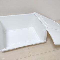 【美品】【東京都調布市】 衣装ケース 白 開閉式 収納ケース 中身取り出しやすい ホワイト 近隣地域限定配送の画像