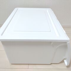 【美品】【東京都調布市】 衣装ケース 白 開閉式 収納ケース 中身取り出しやすい ホワイト 近隣地域限定配送の画像