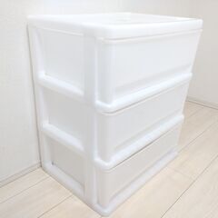 ② [ 調布市 ][ 美品 ] 衣装ケース 3段 白 ホワイト ☆ 引き出し タンス プラスチック[近隣地域限定 配送 ]の画像
