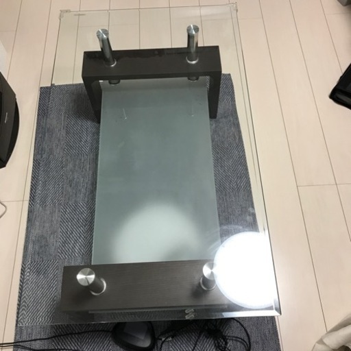 オシャレなガラス２段ローテーブル