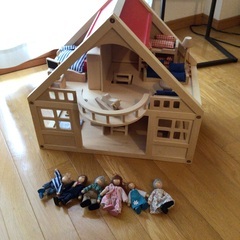 ボーネルンド★二階建てドールハウス★家具人形付きの画像