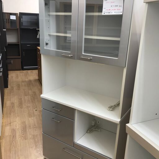 ★ジモティ割あり★  食器棚 ホワイト H180×W86×D42 クリーニング済み KJ1681