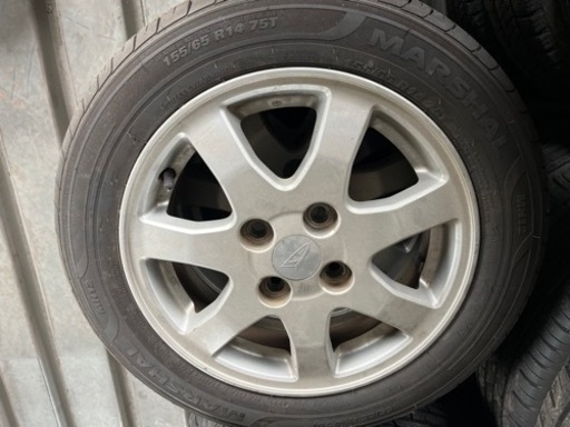 【完売御礼】155/65R14夏タイヤ(未使用)+中古アルミホイール4本セット