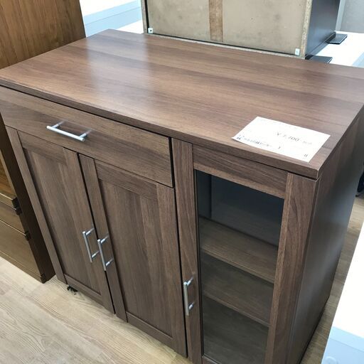 ★ジモティ割あり★  食器棚 ブラウン H90×W90×D48 クリーニング済み KJ1682