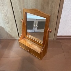 収納付きミラー　木製