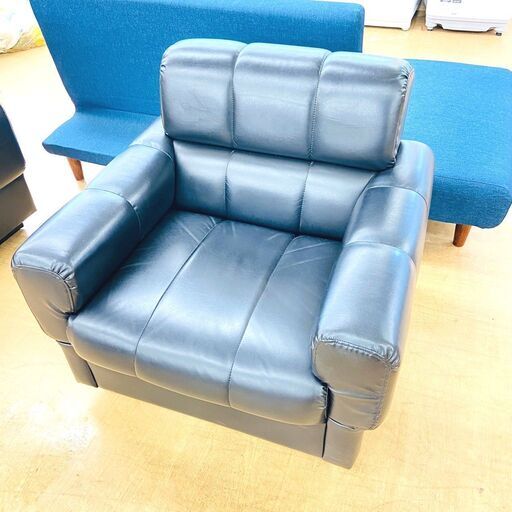 メーカー不明 レザーソファ１人掛け グレー 家具