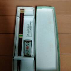 【未使用】　箸　箸置き　4セット　滴草焼　飛騨春慶　昭和レトロ　岡崎市からの画像