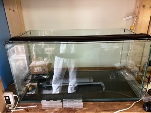 投げ売りです！ガラス水槽90cm×45×45 オーバーフロー水槽　ライト、水中ポンプ、外部フィルター