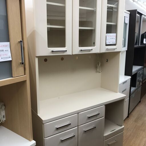 ★ジモティ割あり★  3枚扉食器棚 ホワイト H201×W105×D41 クリーニング済み KJ1688