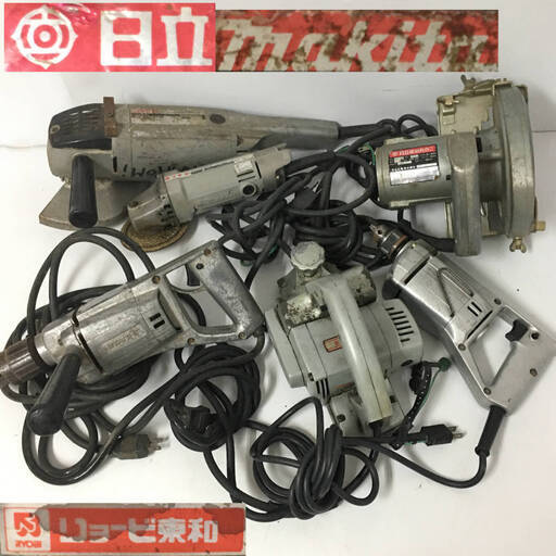 KI16/59　電動工具 まとめて6点 通電可 日立 makita マキタ RYOBI ジスクグラインダ 丸ノコ 電気ドリル 電気カンナ グラインダー ③