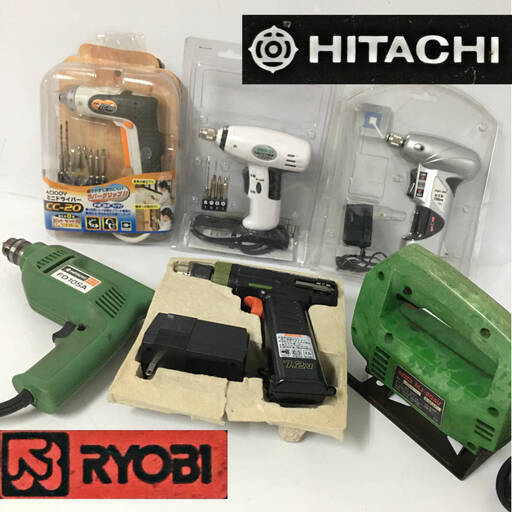 KI16/60　電動工具 DIY用 まとめて6点 通電可 RYOBI リョービ HITACHI 日立 松下電工 National ドリル ドライバー マイジグソー 大工道具