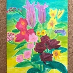 油絵　花