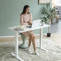 【新品未使用】電動昇降式机　色:白 120x60x70-120 ...
