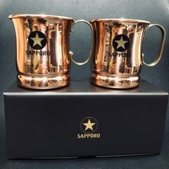 サッポロ生ビール黒ラベル　銅製ペアグラス