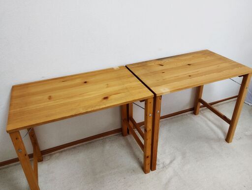 無印良品　折りたたみテーブル　2個セット　50cm×80cm×高さ70㎝ パイン材 説明書付き