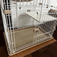 （交渉中）アイリスオーヤマ　猫　ウッディ　キャット　ケージ　おまけトイレ付きの画像