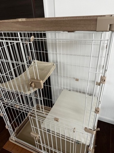 （交渉中）アイリスオーヤマ　猫　ウッディ　キャット　ケージ　おまけトイレ付き