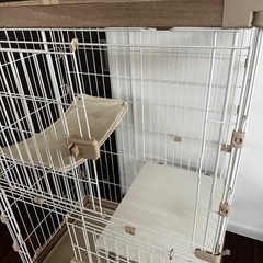 （交渉中）アイリスオーヤマ　猫　ウッディ　キャット　ケージ　おまけトイレ付きの画像