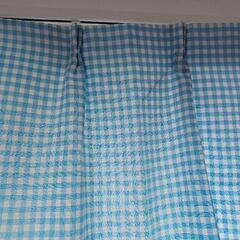 【無料】カーテン水色　100x200cm 4枚