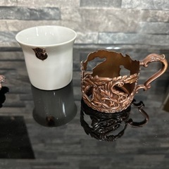 【新品未使用品！】昭和レトロ　ダイカスト　ティーセット　5客　ブロンズ仕上げの画像