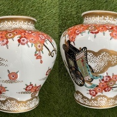 有田焼 秀峰 満開の桜 御所車 金彩色絵 の画像