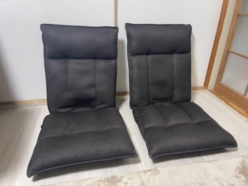 レバー式 座椅子 2脚セット ブラウン