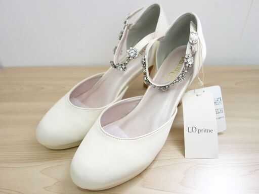 【No.45】新品 LD prime  ビジューストラップ付パンプス ベージュ Lサイズ