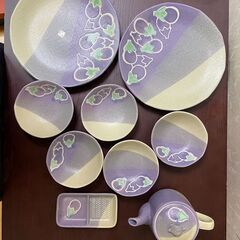 【未使用品】ナス柄の食器セット【チャリティ】