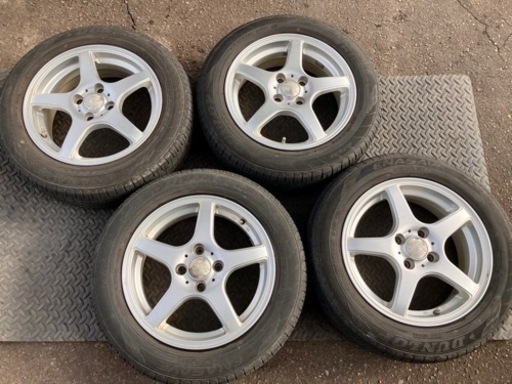 ダンロップエナセーブ 175/65R15 15インチ 5.5J +45 PCD100 4H アルミホイール付き 4本セット アクア ヤリス フィット キューブ バリ山