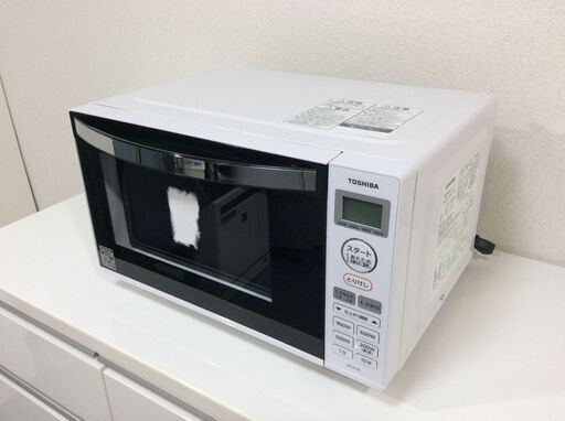 （3/23受渡済）JT6532【TOSHIBA/東芝 電子レンジ】2019年製 ER-SS17A 家電 キッチン 庫内フラット 縦開き