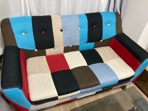 カラフルパッチワークソファ　ファブリック