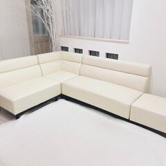 【美品・定価74,800円】【使用期間半年】レザーコーナーソファセット(レザークッション4つ付き)