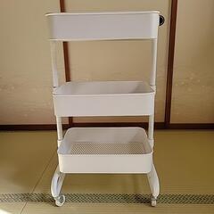 【山善】3段キッチンワゴン　キャスター付