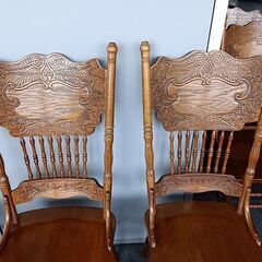 ウィンザーチェア 木彫り椅子 天然木　木製ダイニング椅子６脚セット『良品中古』の画像