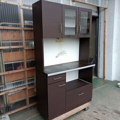 近藤産業　キッチンボード　食器棚　こげ茶木目『中古使用感あり』W...